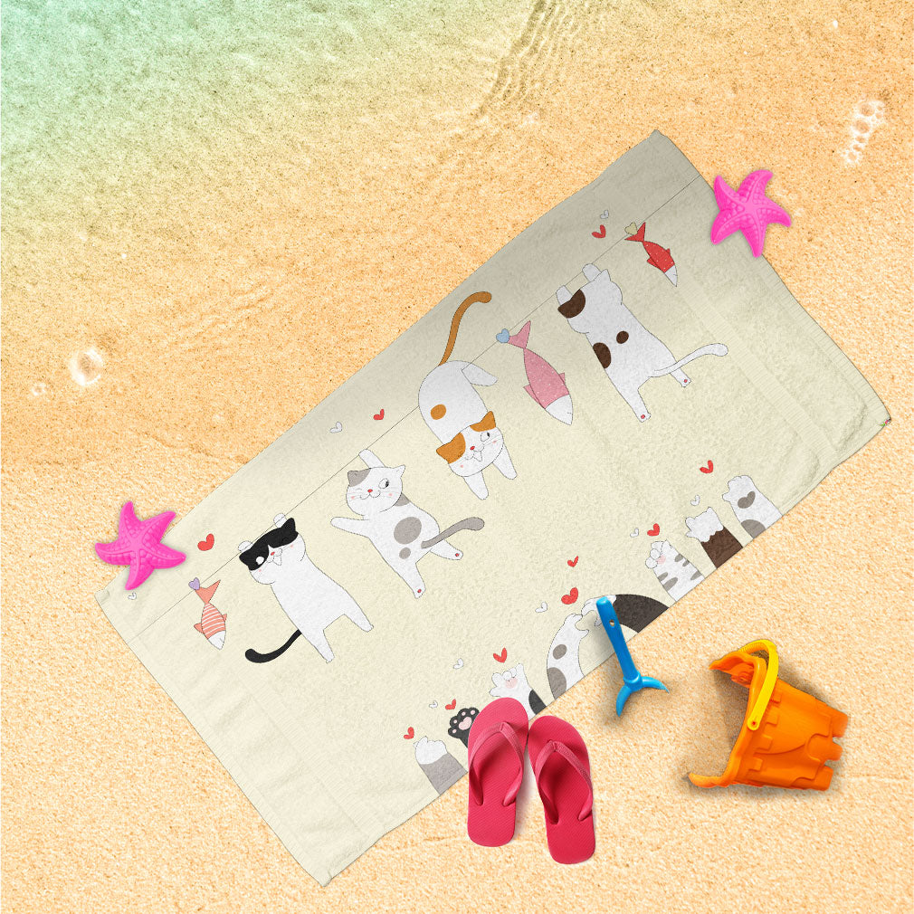 Handtuch Katze Herzen