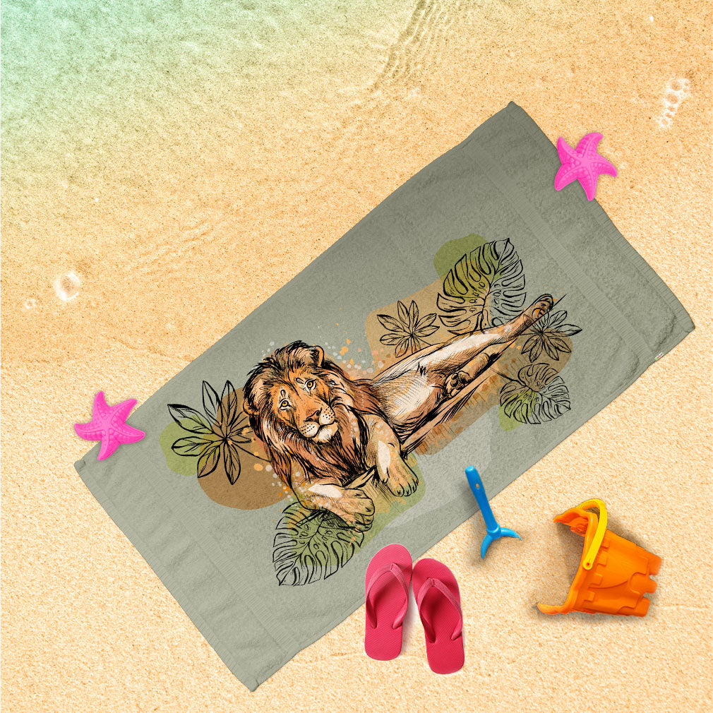 Handtuch Löwe gezeichnet