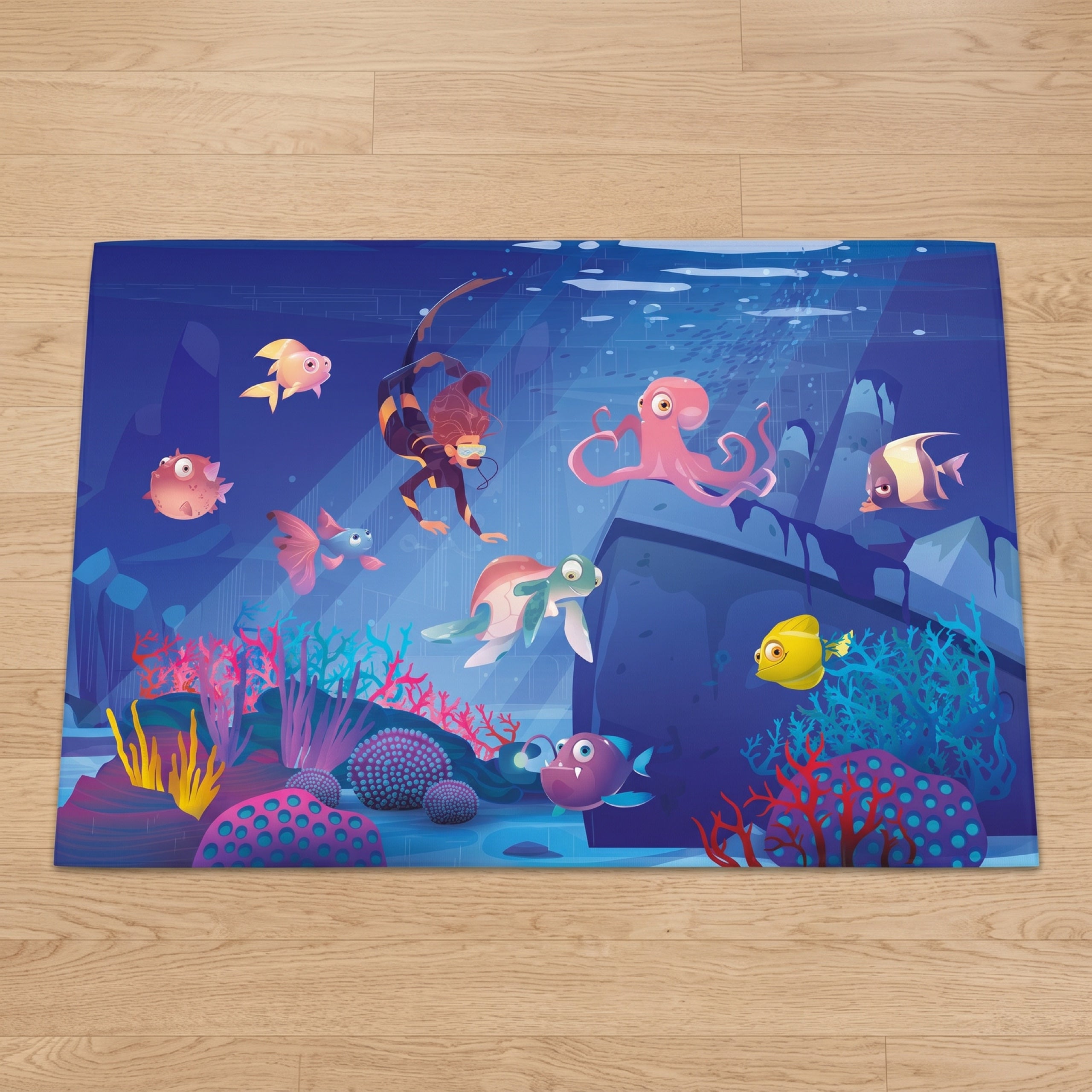 Upina Spielteppich Unterwasserwelt im Kinderzimmer – Frontperspektive