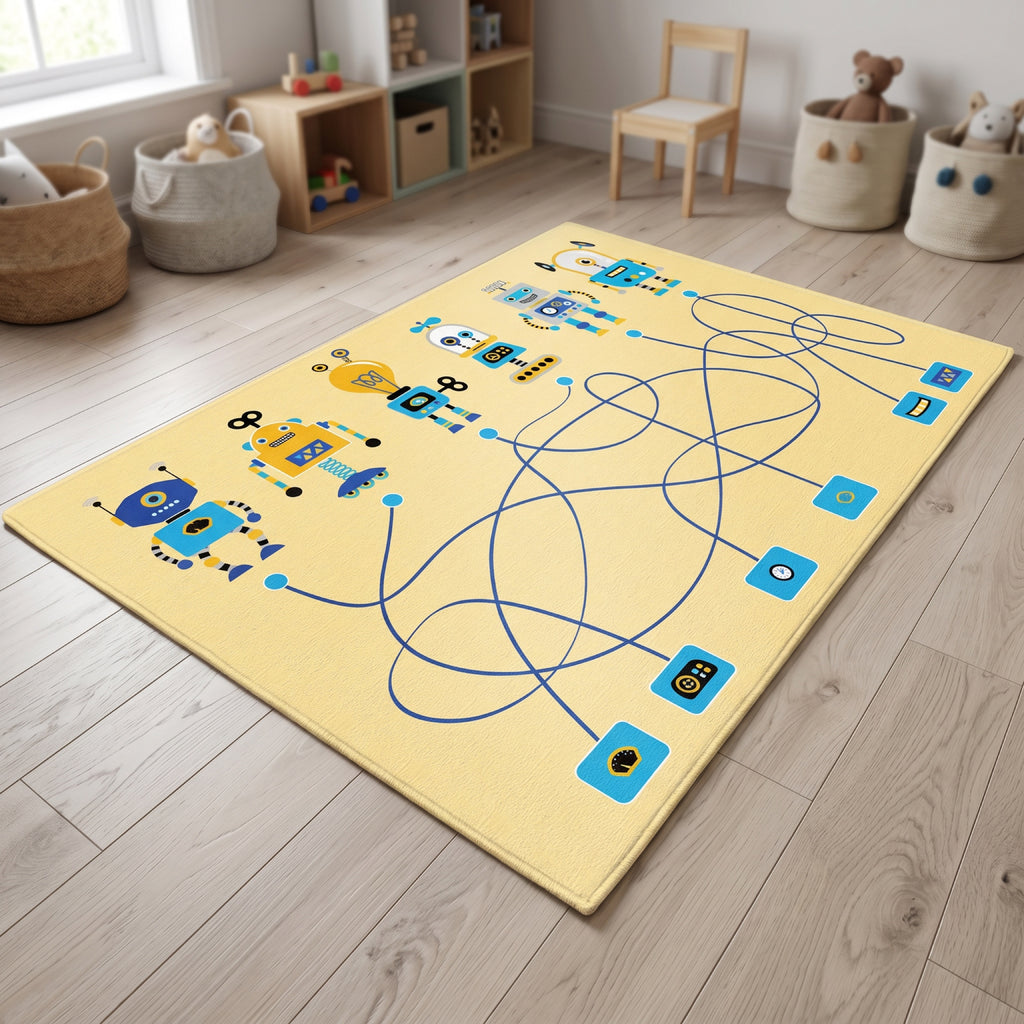 Upina Spielteppich Roboter-Spiel im Kinderzimmer – Frontperspektive
