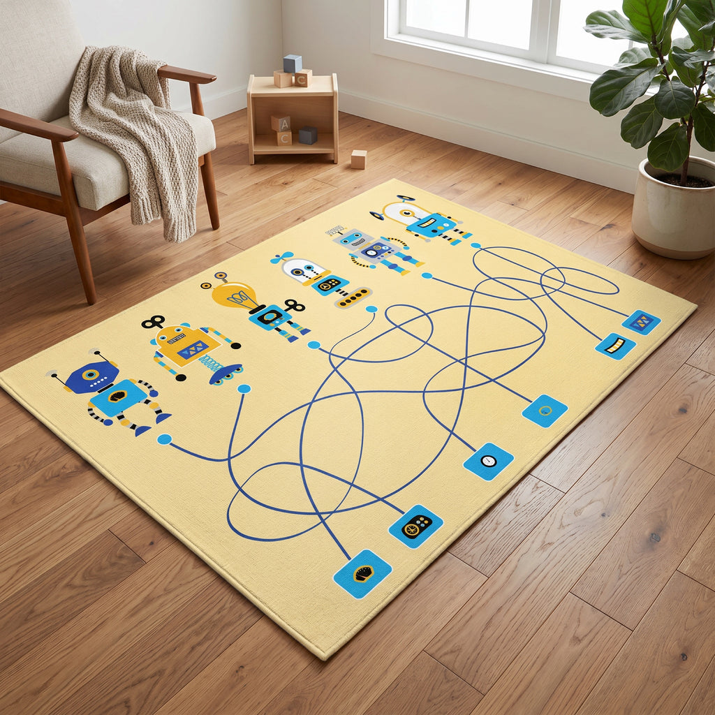 Upina Spielteppich Roboter-Spiel im Kinderzimmer – schräge Perspektive