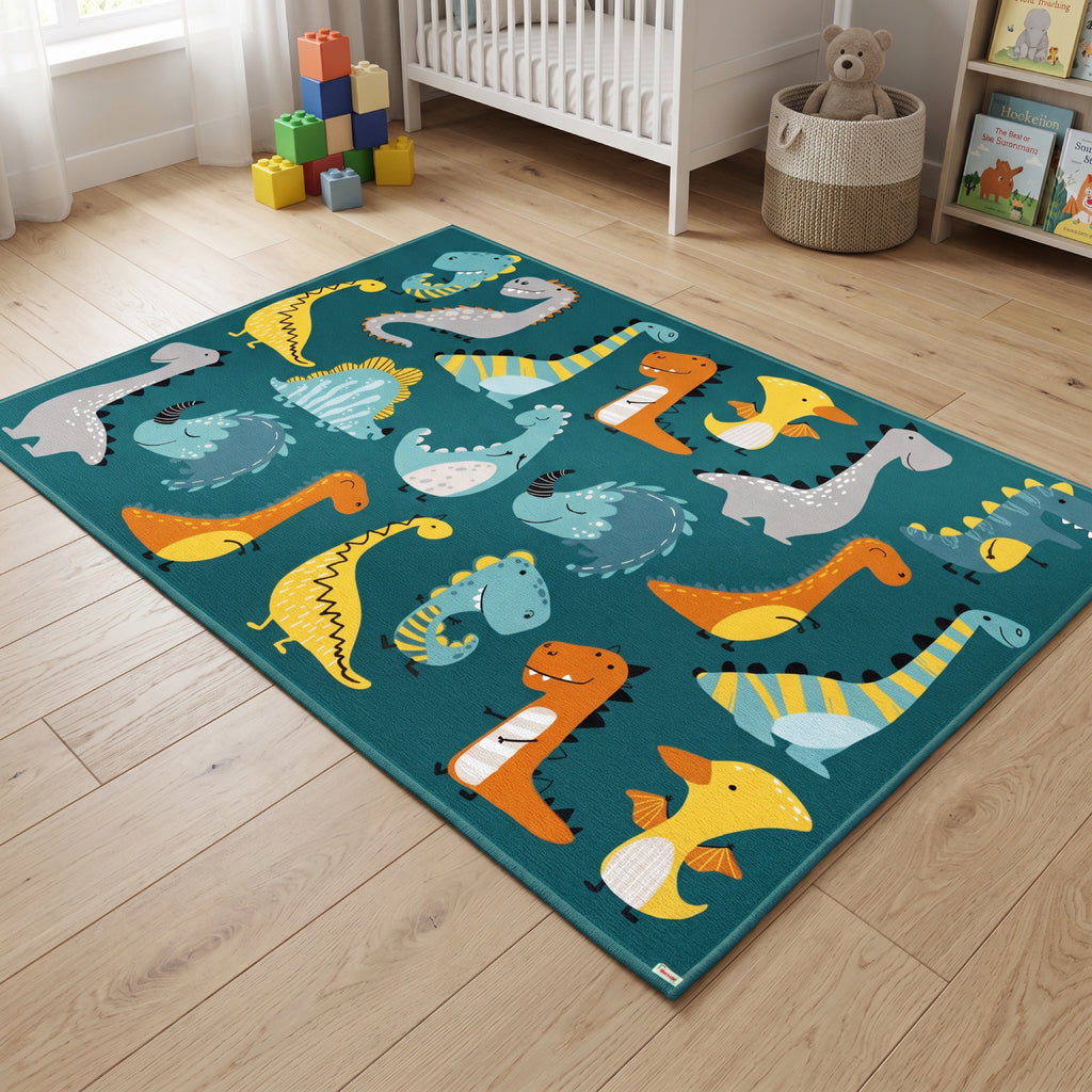 Upina Spielteppich Dino Baby im Kinderzimmer – Frontperspektive