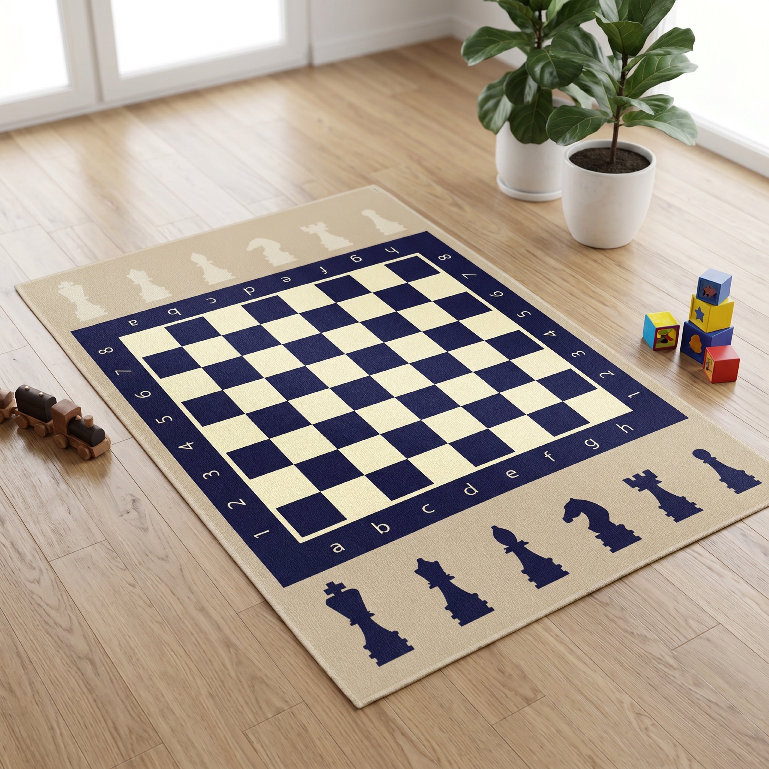 Upina Spielteppich Schachbrett im Kinderzimmer – Frontperspektive