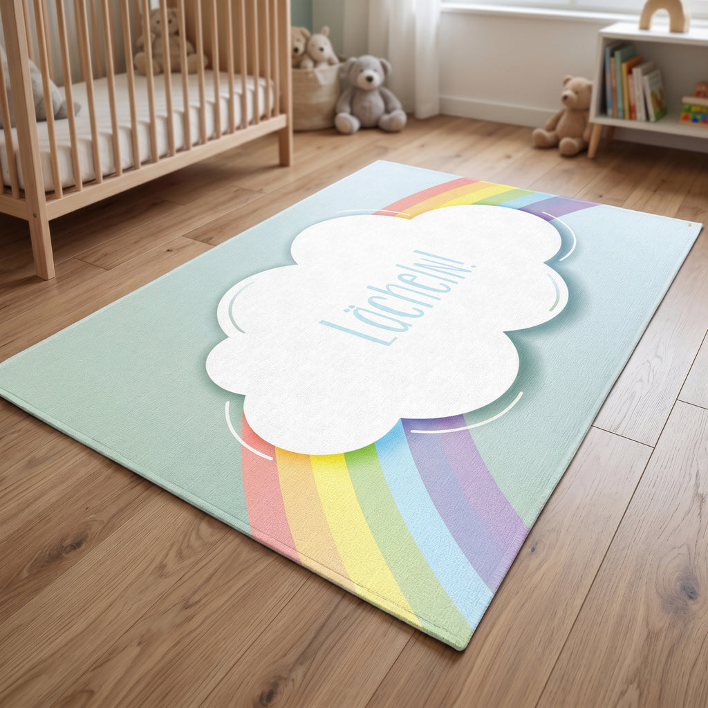 Upina Spielteppich Wolke Regenbogen im Kinderzimmer – Frontperspektive
