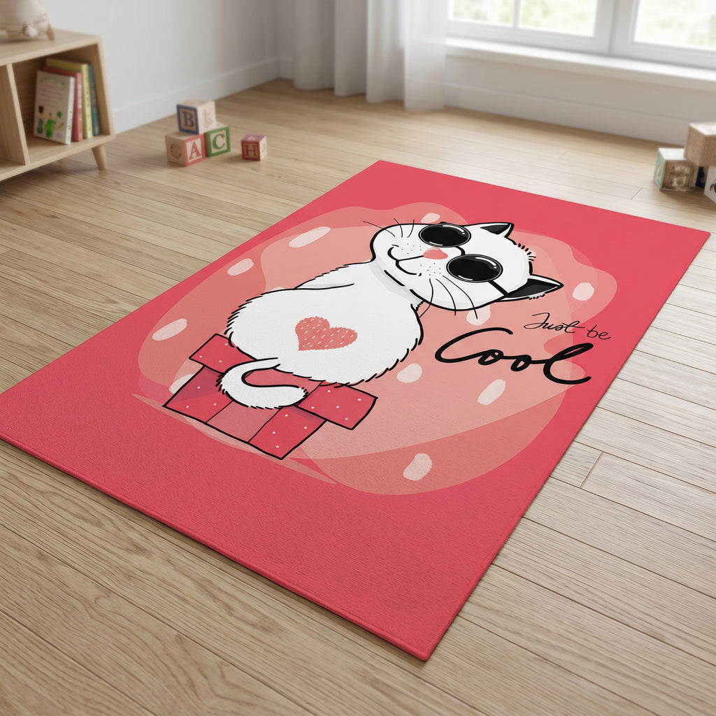 Upina Spielteppich Katze cool im Kinderzimmer – Frontperspektive