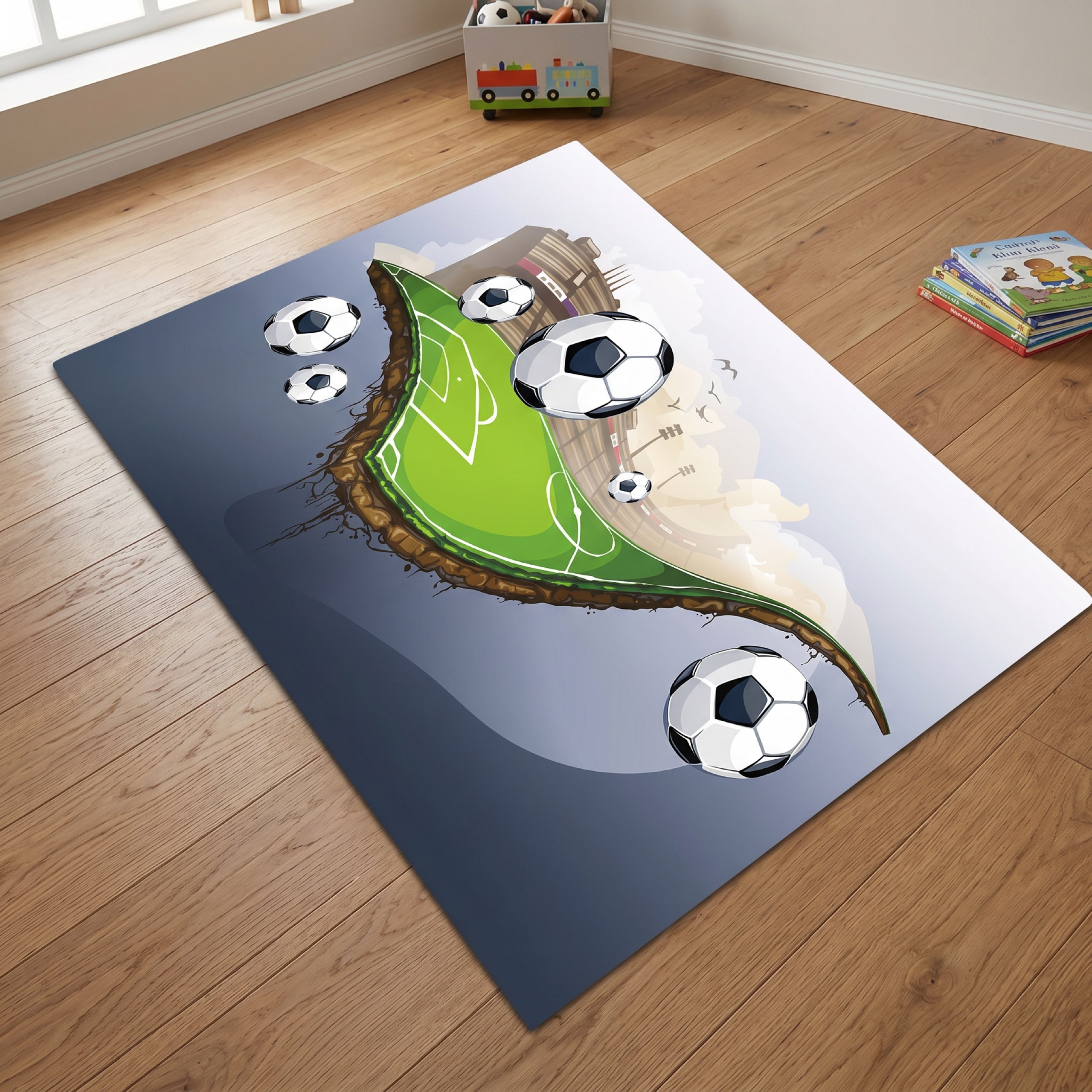 Upina Spielteppich Fußball im Kinderzimmer – Frontperspektive