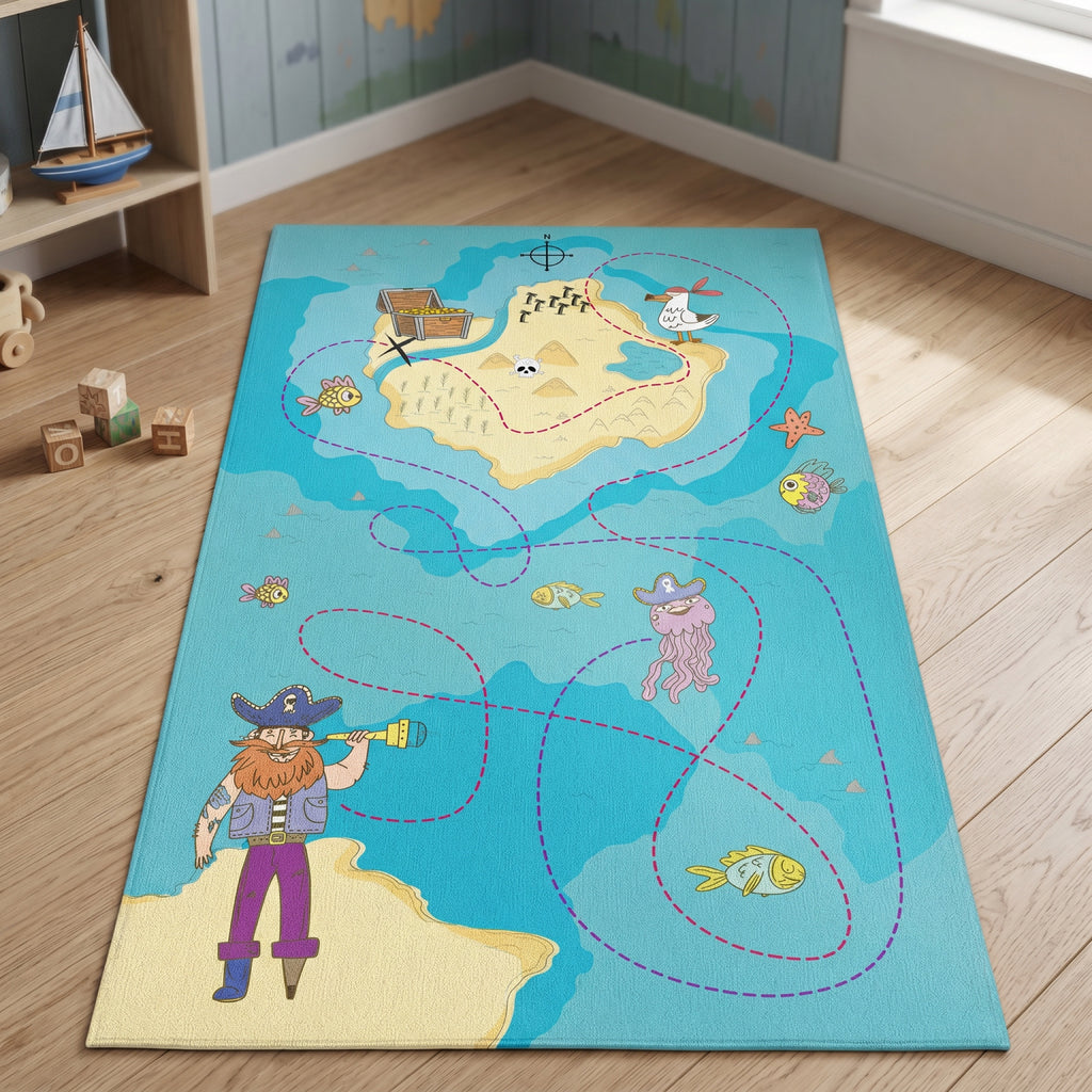 Upina Spielteppich Pirat im Kinderzimmer – schräge Perspektive