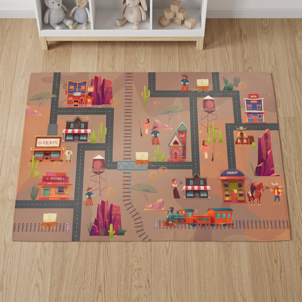 Upina Spielteppich Cowboy Wilder Westen im Kinderzimmer – Frontperspektive