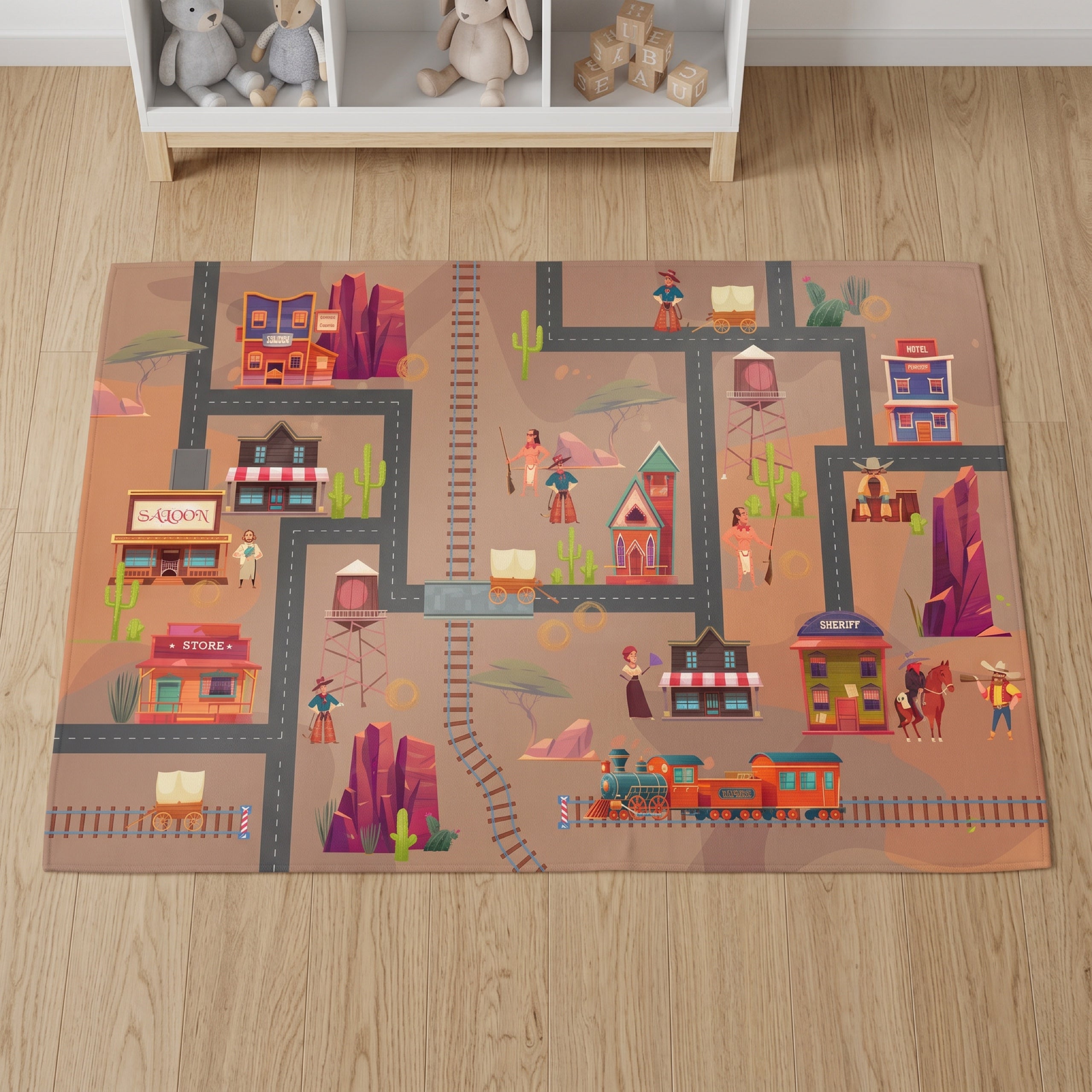 Upina Spielteppich Cowboy Wilder Westen im Kinderzimmer – Frontperspektive