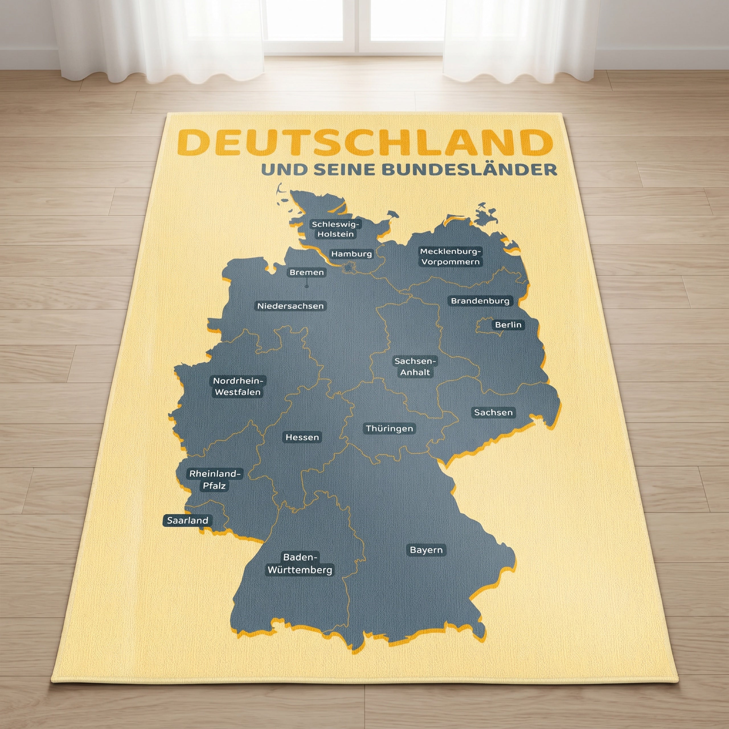Upina Spielteppich Deutschland im Kinderzimmer – Frontperspektive