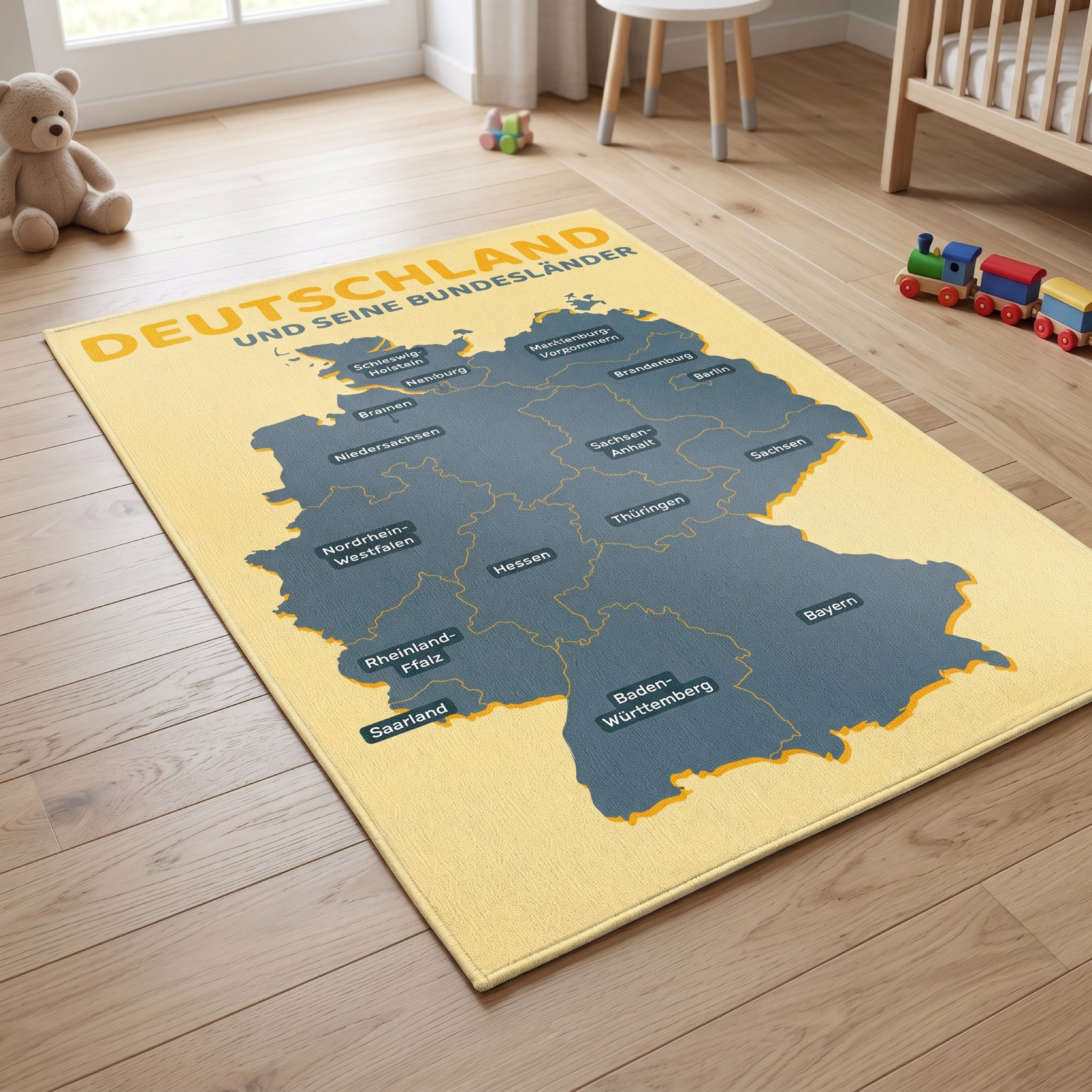 Upina Spielteppich Deutschland im Kinderzimmer – schräge Perspektive