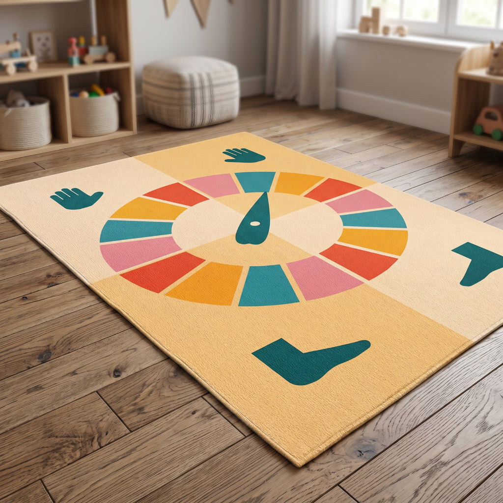 Upina Spielteppich Drehscheibe-Flaschendrehen im Kinderzimmer – schräge Perspektive