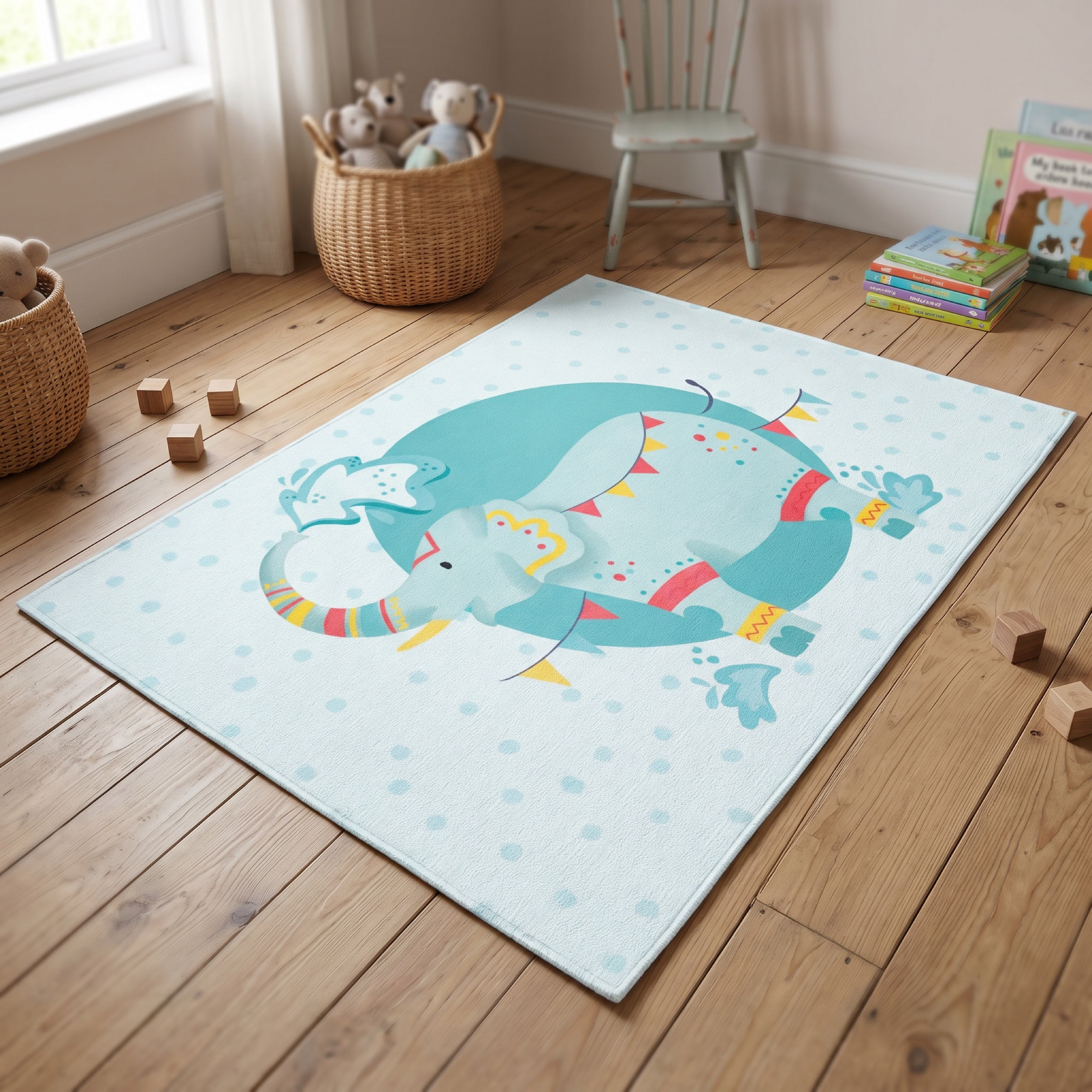 Upina Spielteppich Elefant im Kinderzimmer – schräge Perspektive