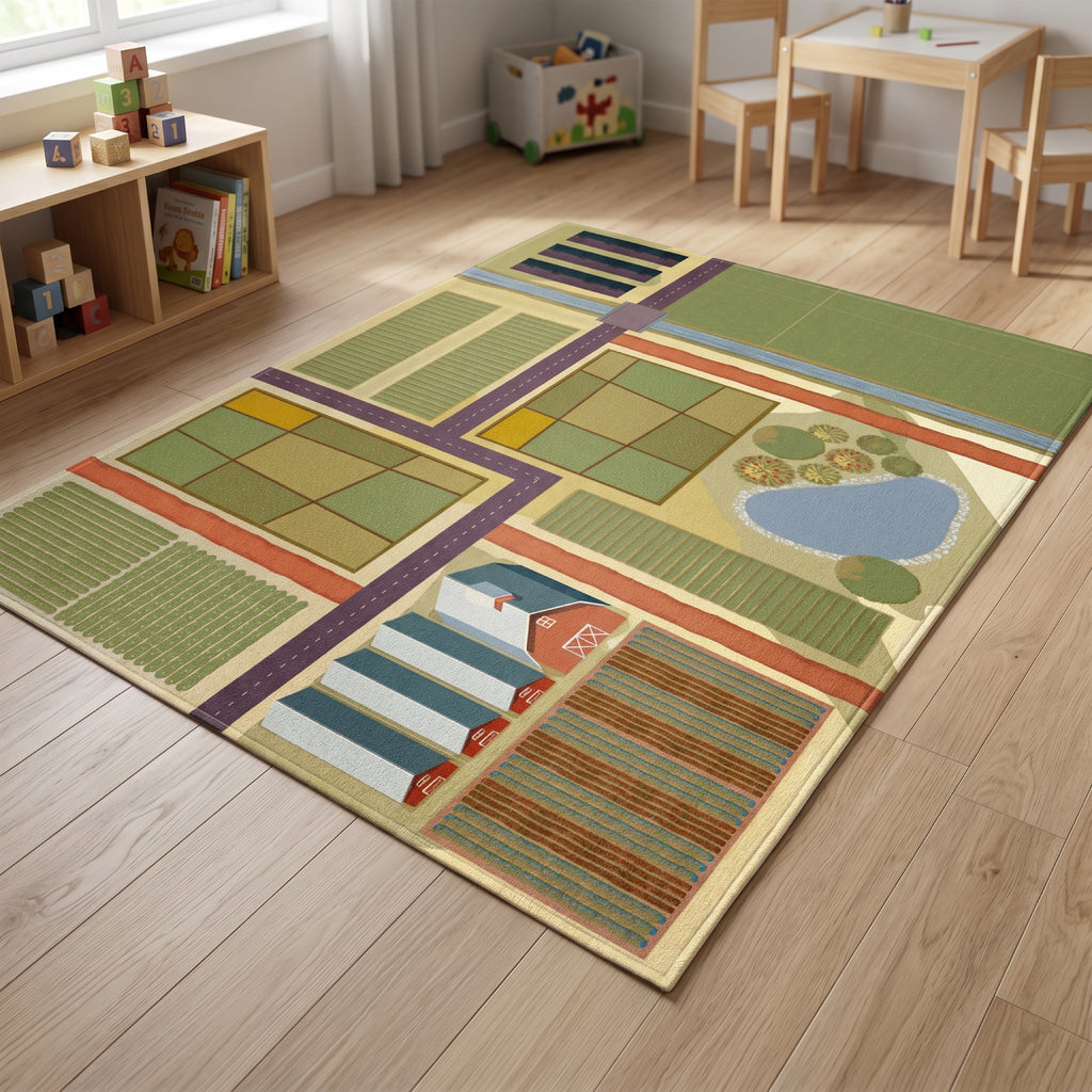 Upina Spielteppich Felder im Kinderzimmer – Frontperspektive