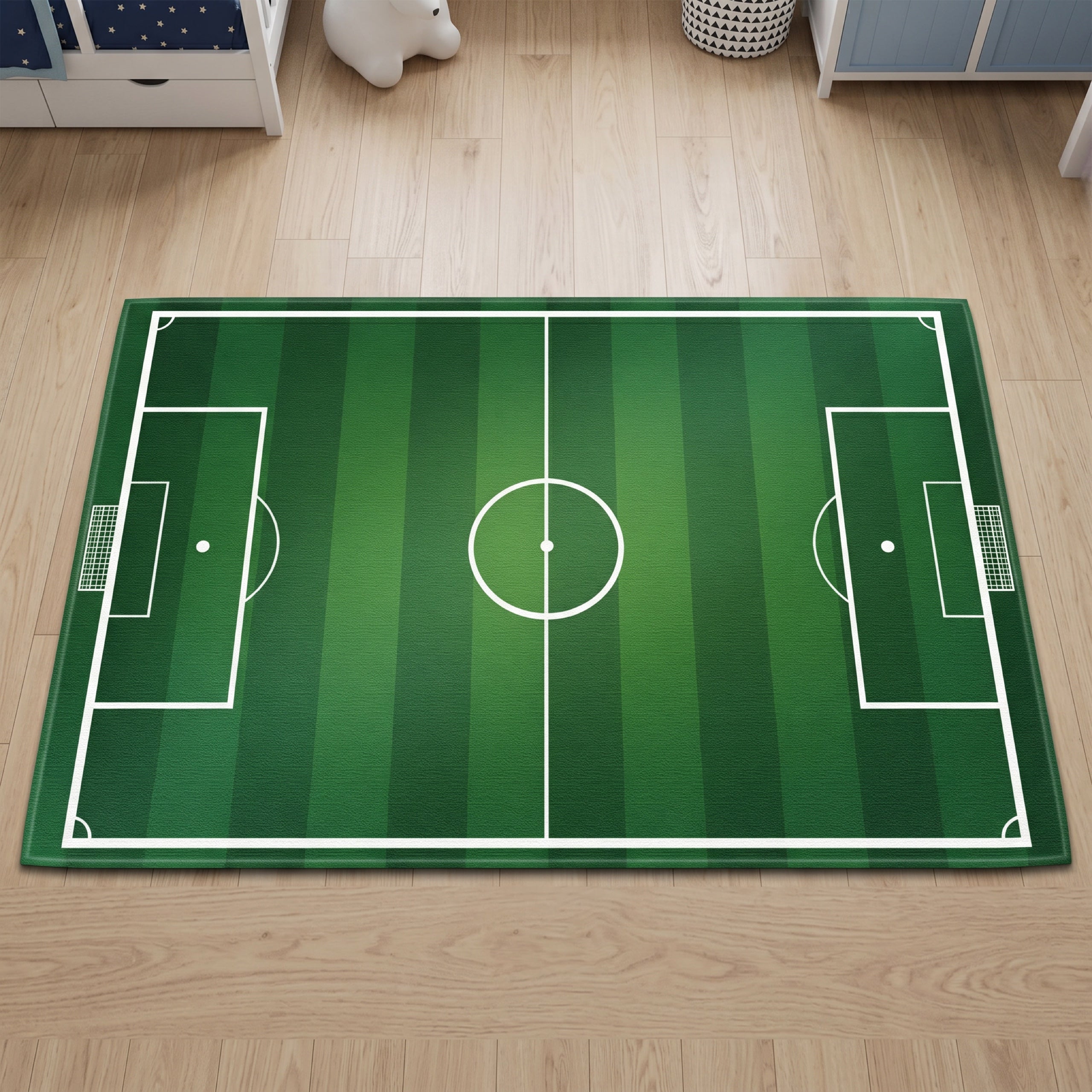 Upina Spielteppich Fußballfeld im Kinderzimmer – Frontperspektive