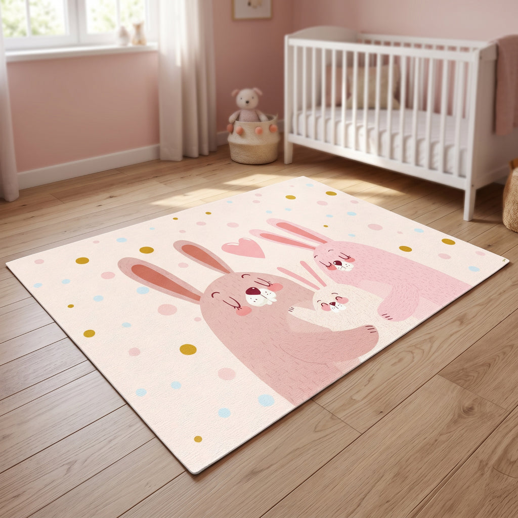 Upina Spielteppich Hase rosa im Kinderzimmer – Frontperspektive