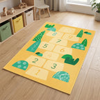 Upina Spielteppich Hopse-Spiel gelb im Kinderzimmer – Frontperspektive
