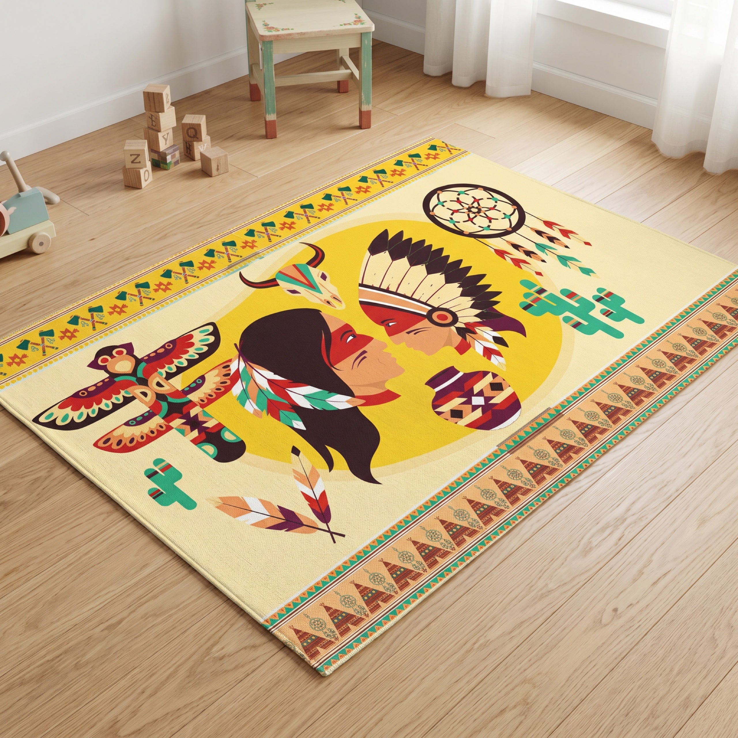 Upina Spielteppich Indianer im Kinderzimmer – schräge Perspektive