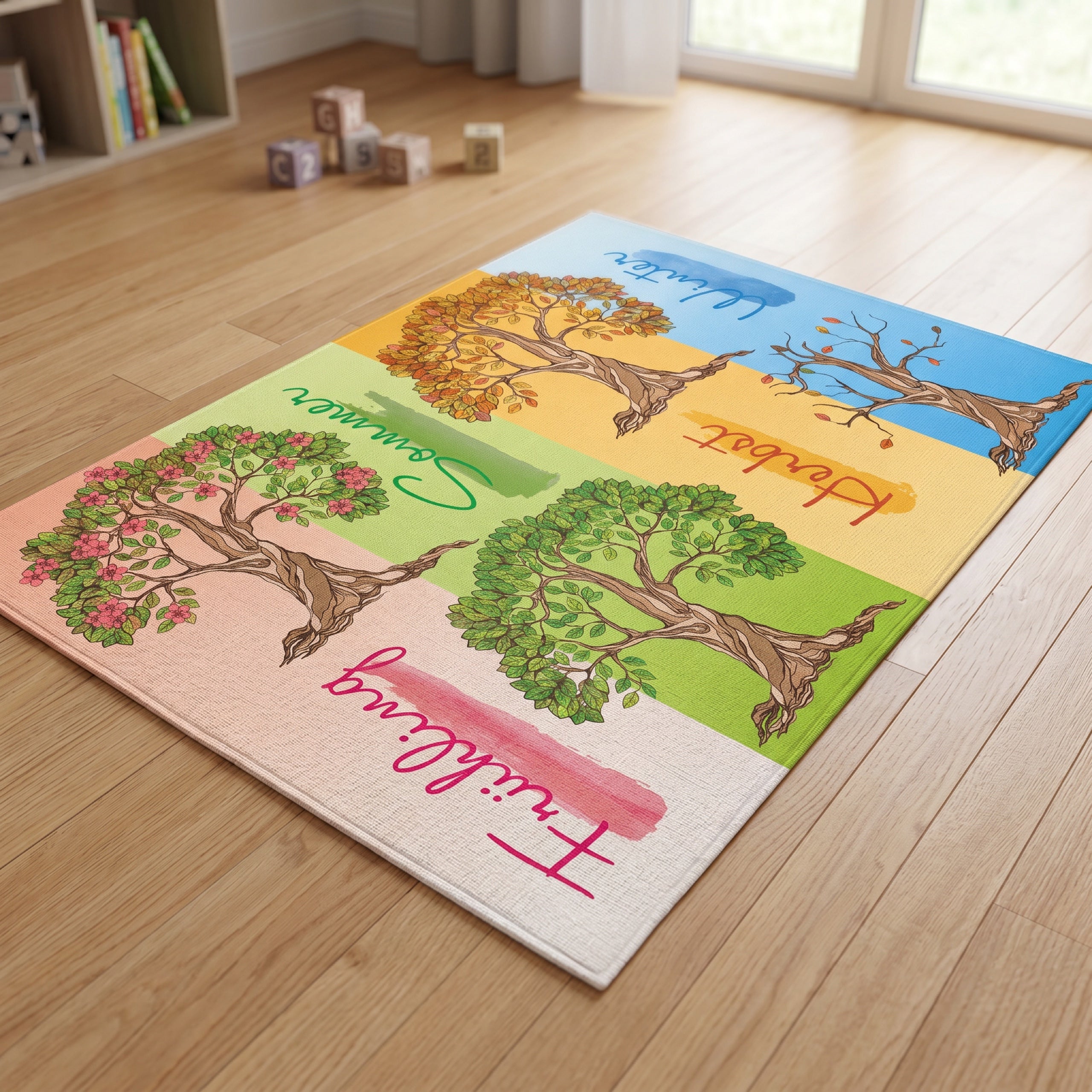 Upina Spielteppich Jahreszeiten im Kinderzimmer – schräge Perspektive