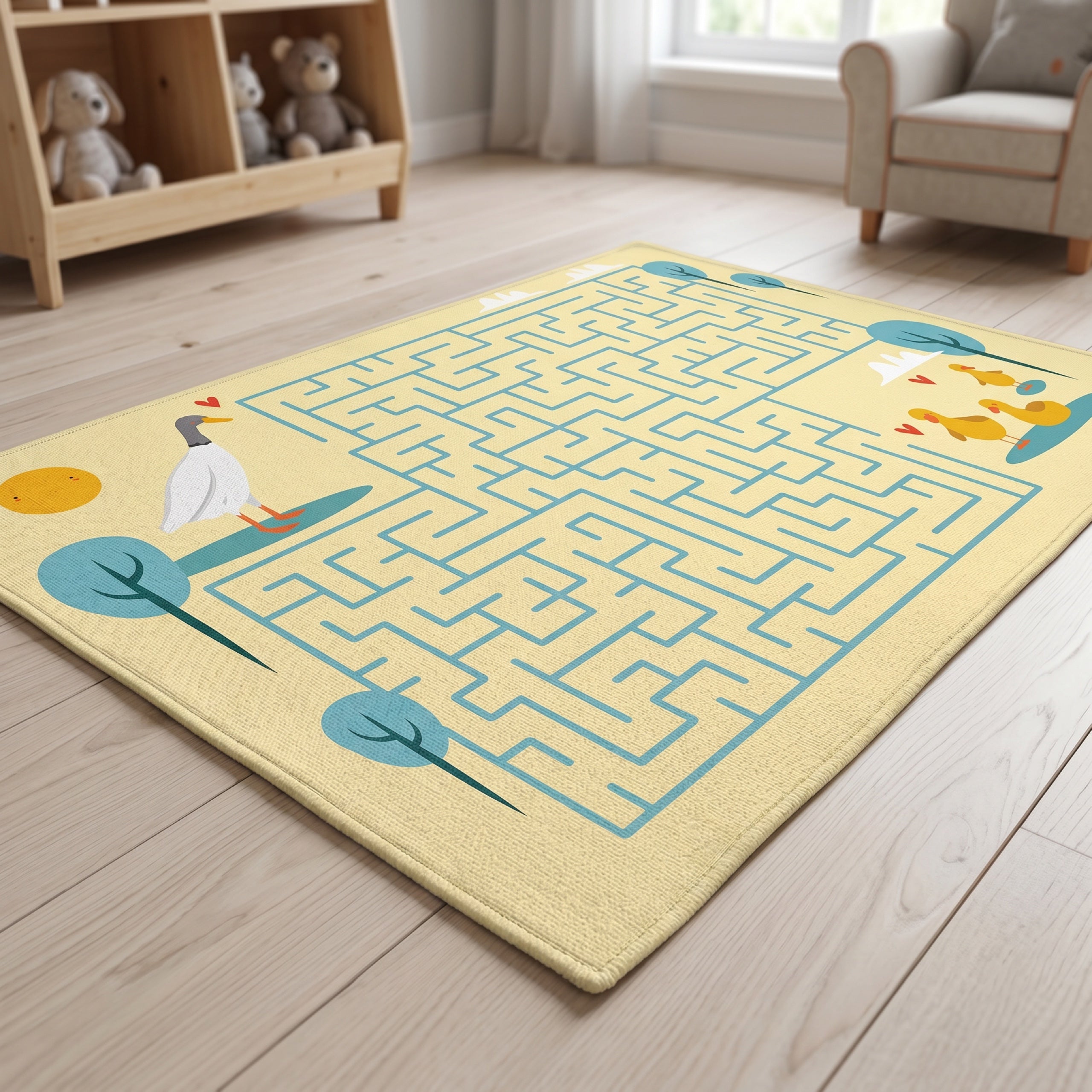 Upina Spielteppich Labyrinth Enten im Kinderzimmer – Frontperspektive