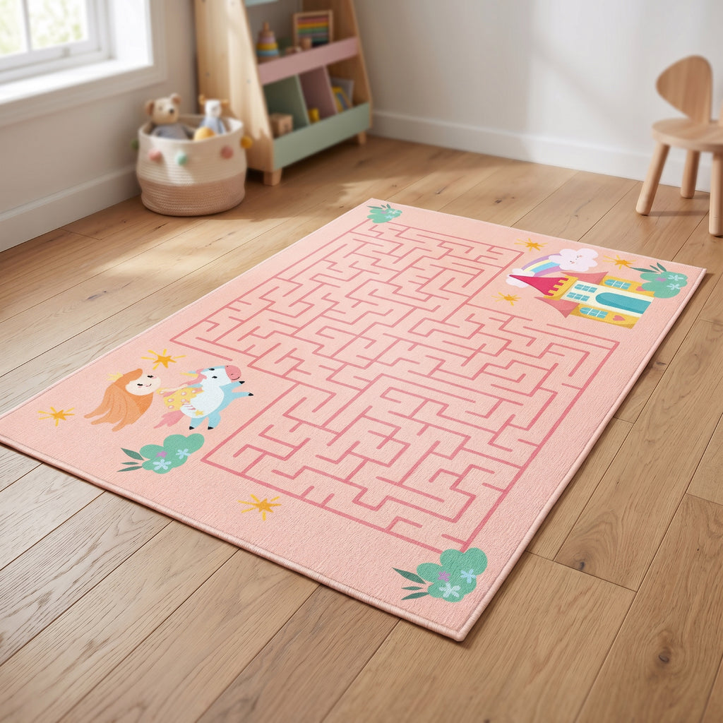 Upina Spielteppich Labyrinth Prinzessin im Kinderzimmer – schräge Perspektive