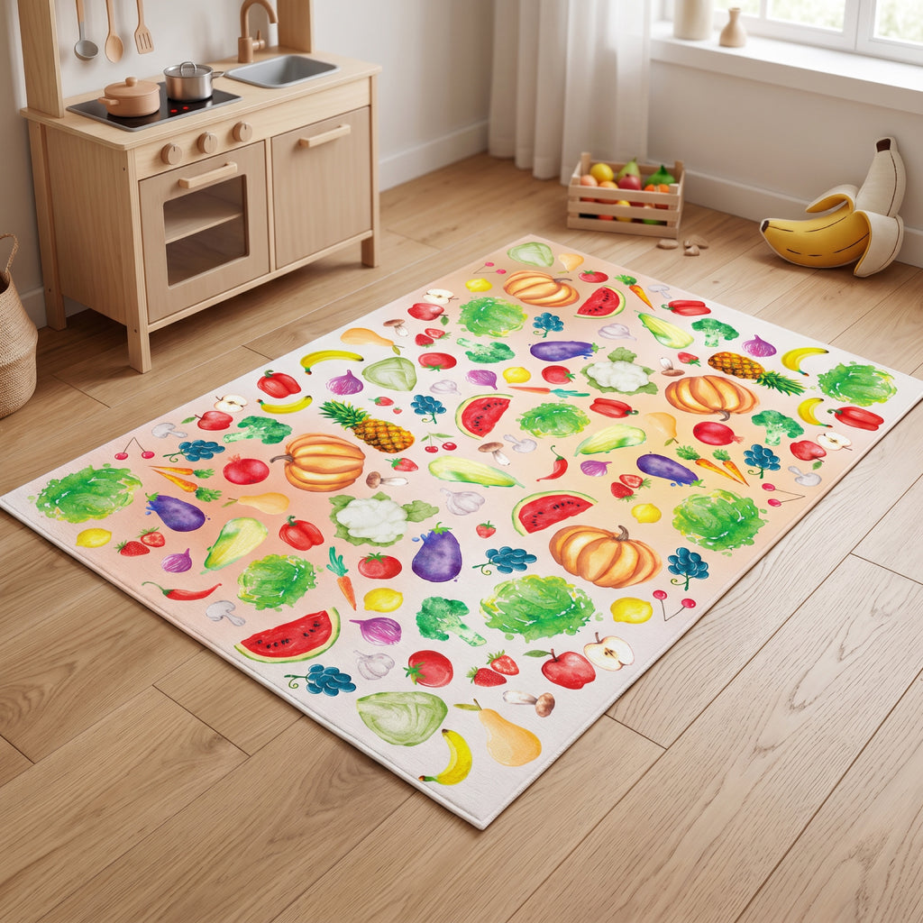 Upina Spielteppich Obst-Gemüse im Kinderzimmer – schräge Perspektive