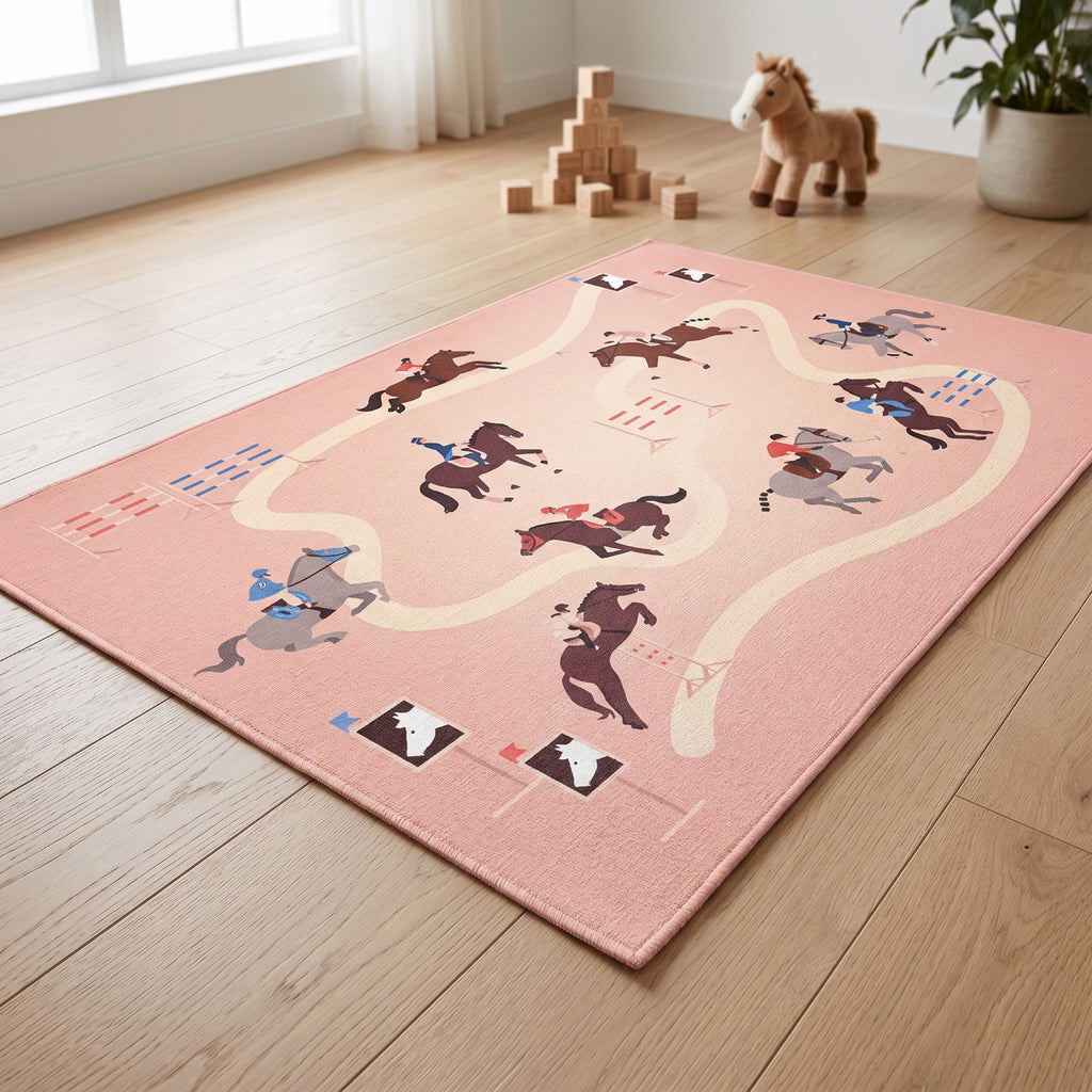 Upina Spielteppich Pferderennen im Kinderzimmer – Frontperspektive