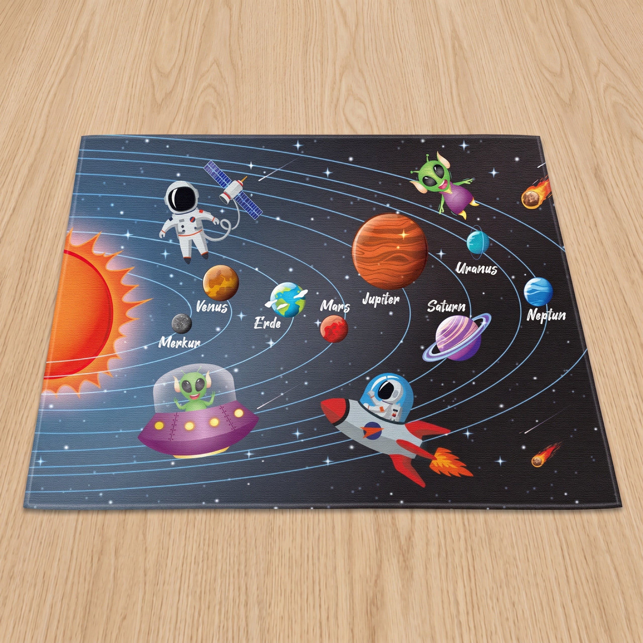 Upina Spielteppich Sonnensystem im Kinderzimmer – Frontperspektive
