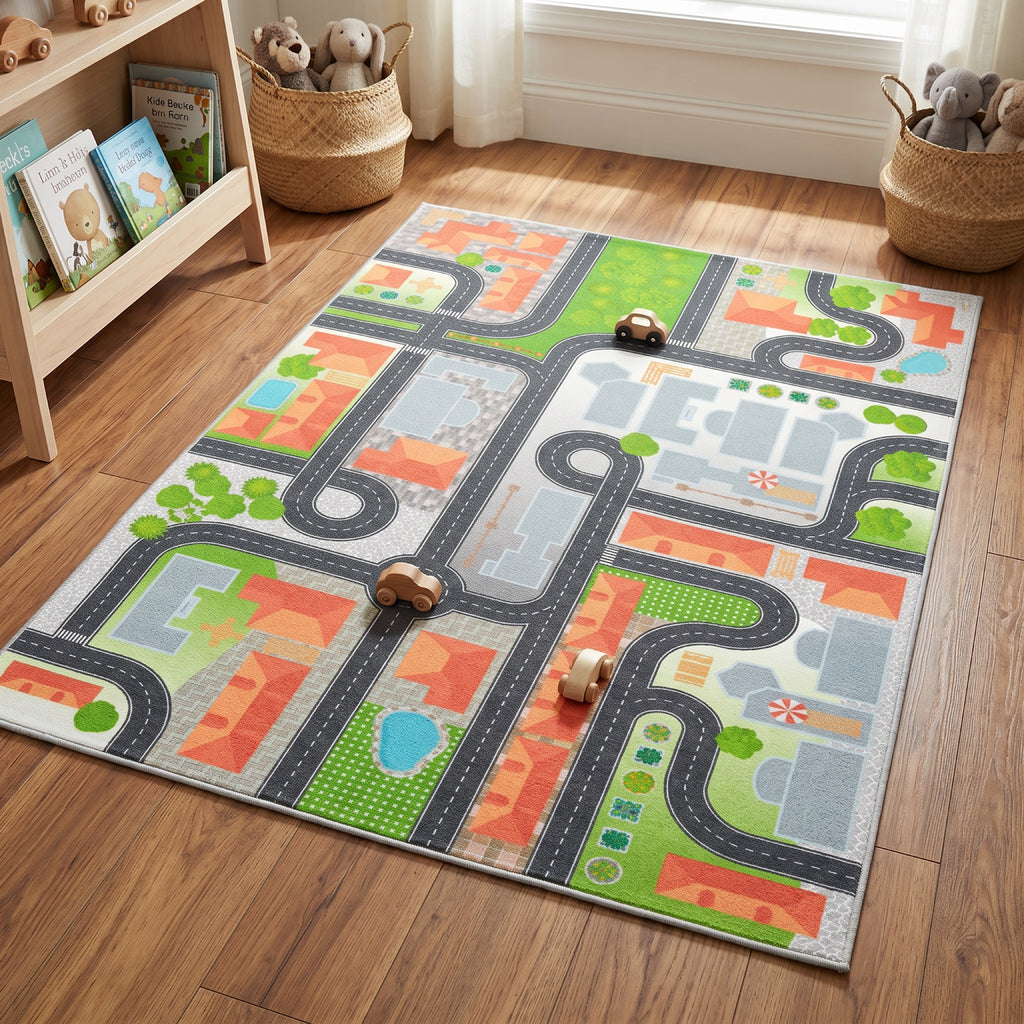 Upina Spielteppich Stadt im Kinderzimmer – Frontperspektive