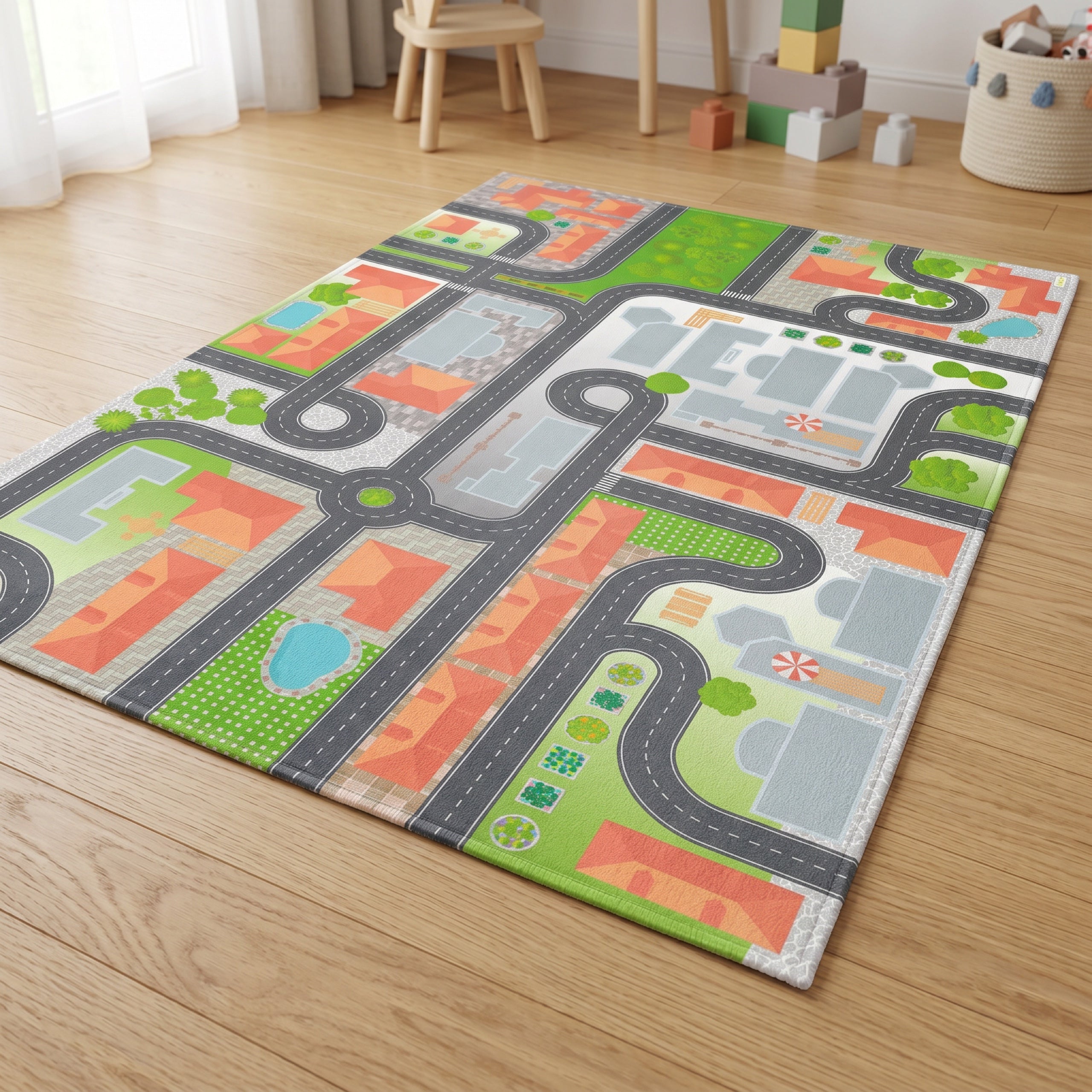 Upina Spielteppich Stadt im Kinderzimmer – schräge Perspektive