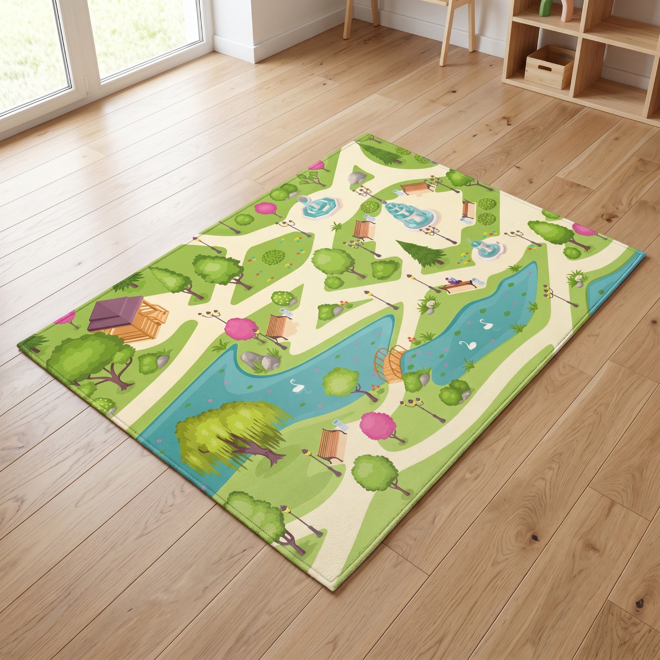 Upina Spielteppich Stadtpark im Kinderzimmer – schräge Perspektive