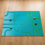 Upina Spielteppich Straßen blau im Kinderzimmer – Frontperspektive