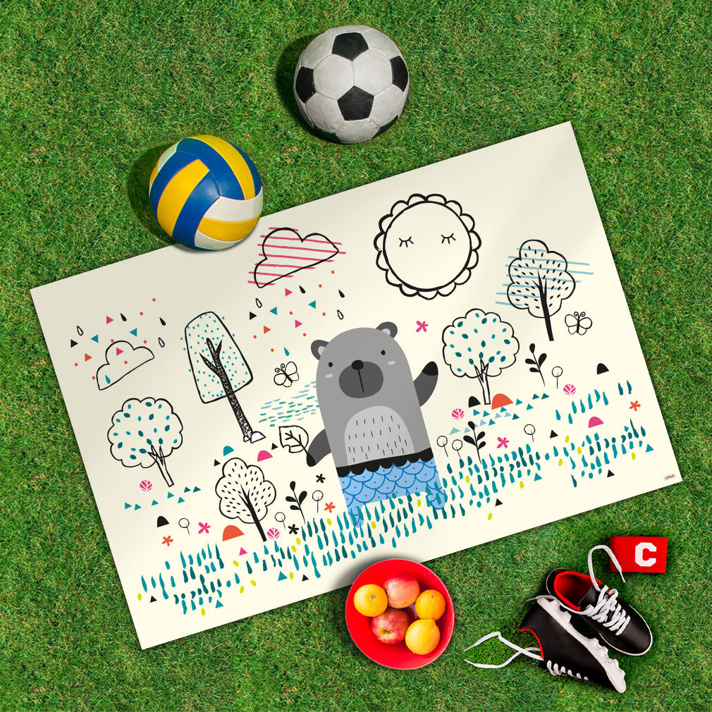 Spielplane Bär – wetterfest und abwischbar für drinnen und draußen – Ansicht 2