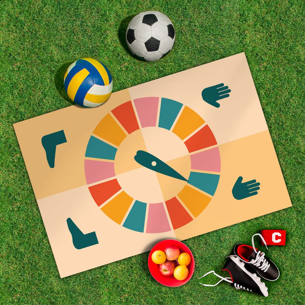 Spielplane Drehscheibe-Flaschendrehen – wetterfest und abwischbar für drinnen und draußen – Ansicht 2