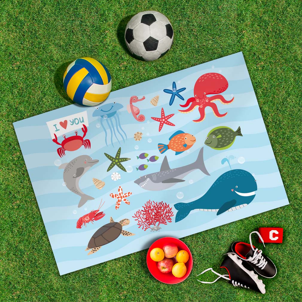 Spielplane Fische – wetterfest und abwischbar für drinnen und draußen – Ansicht 2
