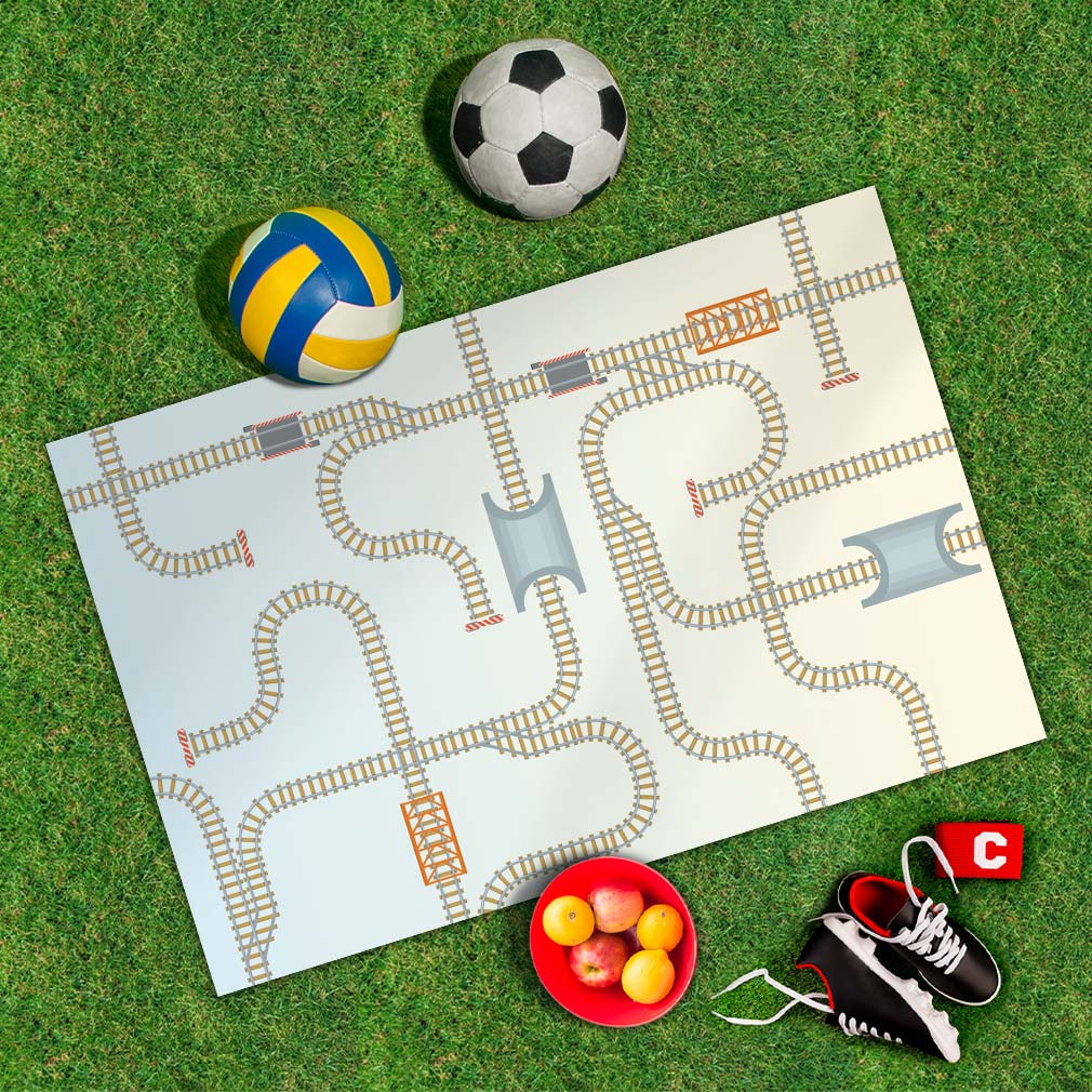 Spielplane Gleise – wetterfest und abwischbar für drinnen und draußen – Ansicht 2