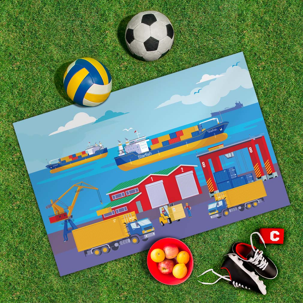 Spielplane Hafen – wetterfest und abwischbar für drinnen und draußen – Ansicht 2