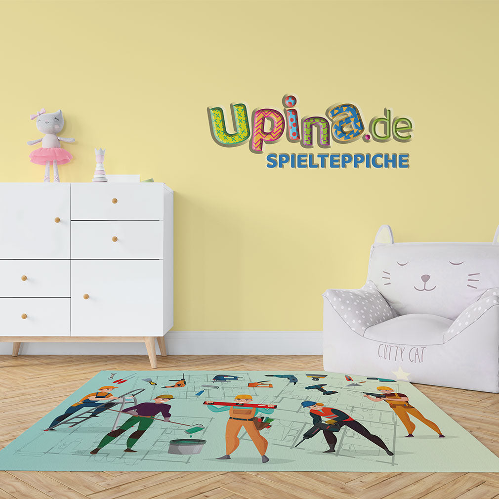 Spielteppich Handwerker fürs Kinderzimmer – rutschfest und waschbar – Ansicht 2