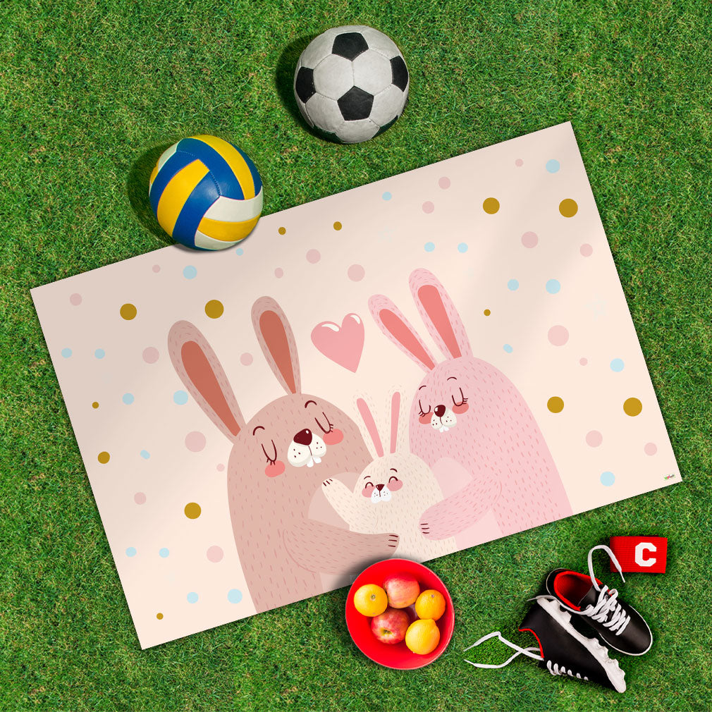 Spielplane Hase rosa – wetterfest und abwischbar für drinnen und draußen – Ansicht 2