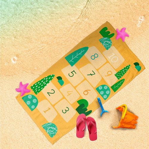 Kinderhandtuch Hopse-Spiel Gelb – weich, saugstark und Öko-Tex-zertifiziert – Ansicht 2