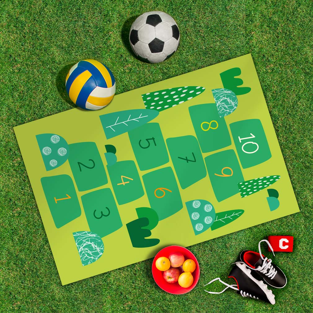 Spielplane Hopse-Spiel grün – wetterfest und abwischbar für drinnen und draußen – Ansicht 2