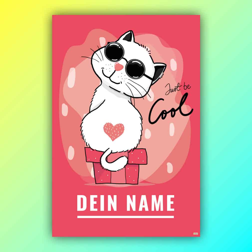 Katze cool personalisiert – individuell für Kinder gestaltet
