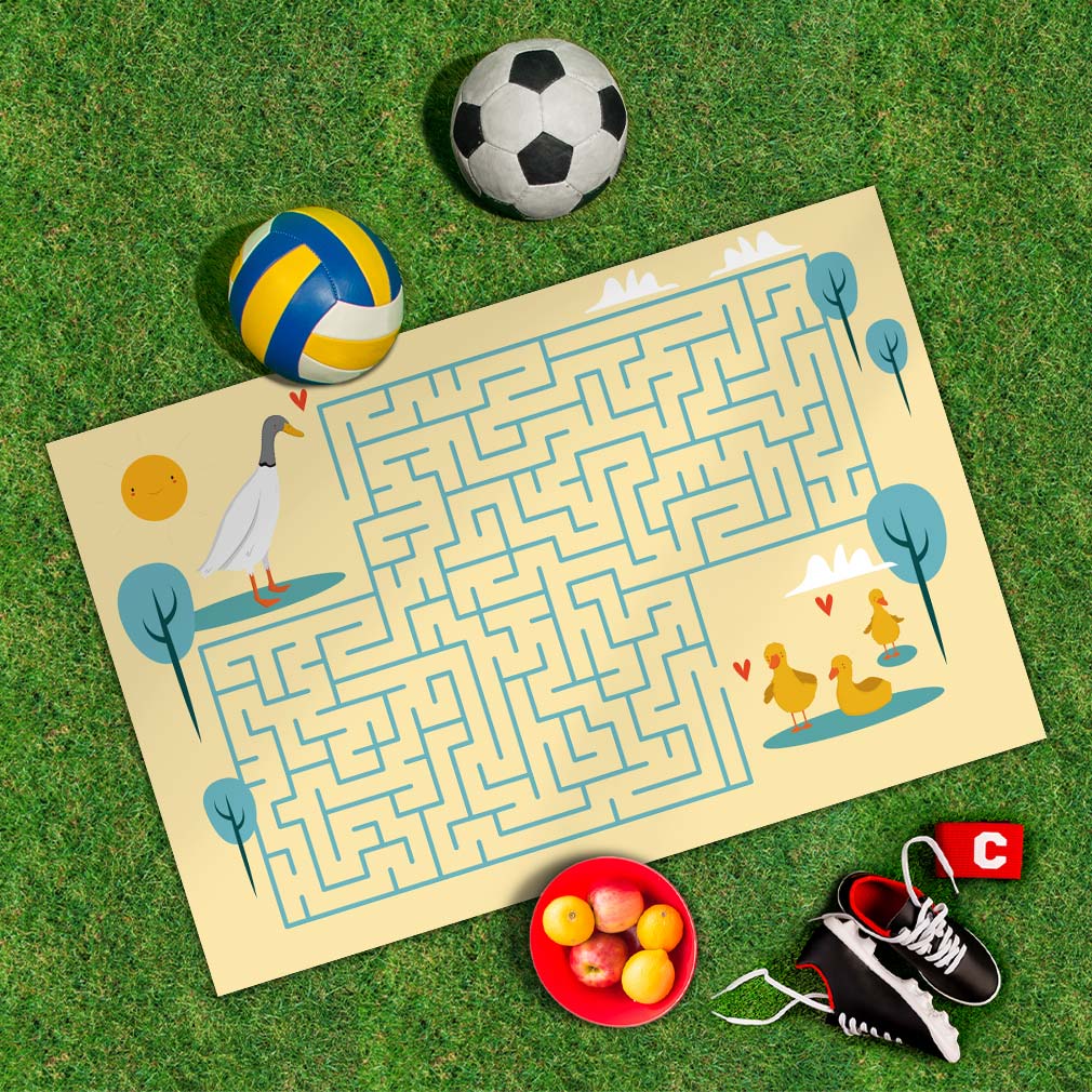 Spielplane Labyrinth Enten – wetterfest und abwischbar für drinnen und draußen – Ansicht 2