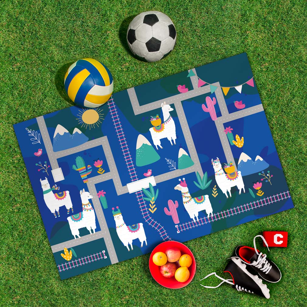 Spielplane Lama-Straßen – wetterfest und abwischbar für drinnen und draußen – Ansicht 2