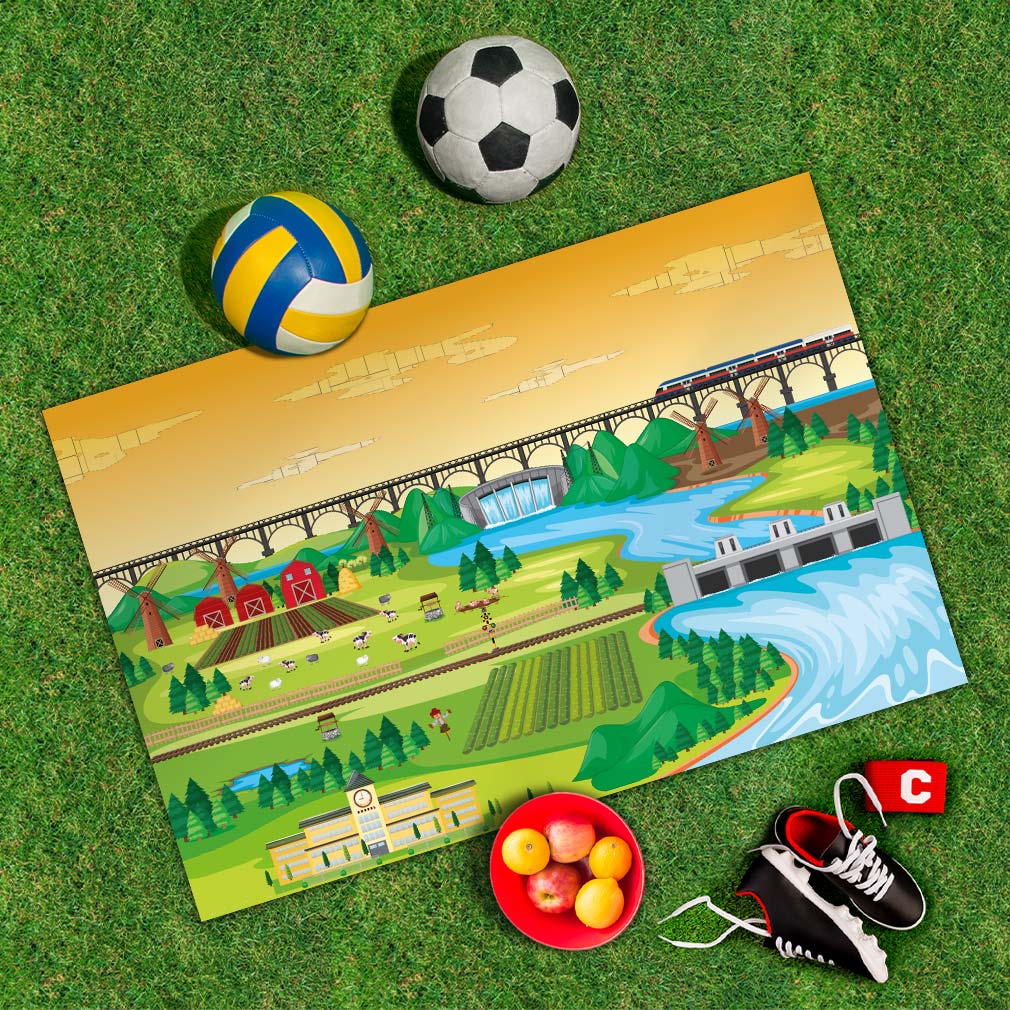 Spielplane Landschaft – wetterfest und abwischbar für drinnen und draußen – Ansicht 2
