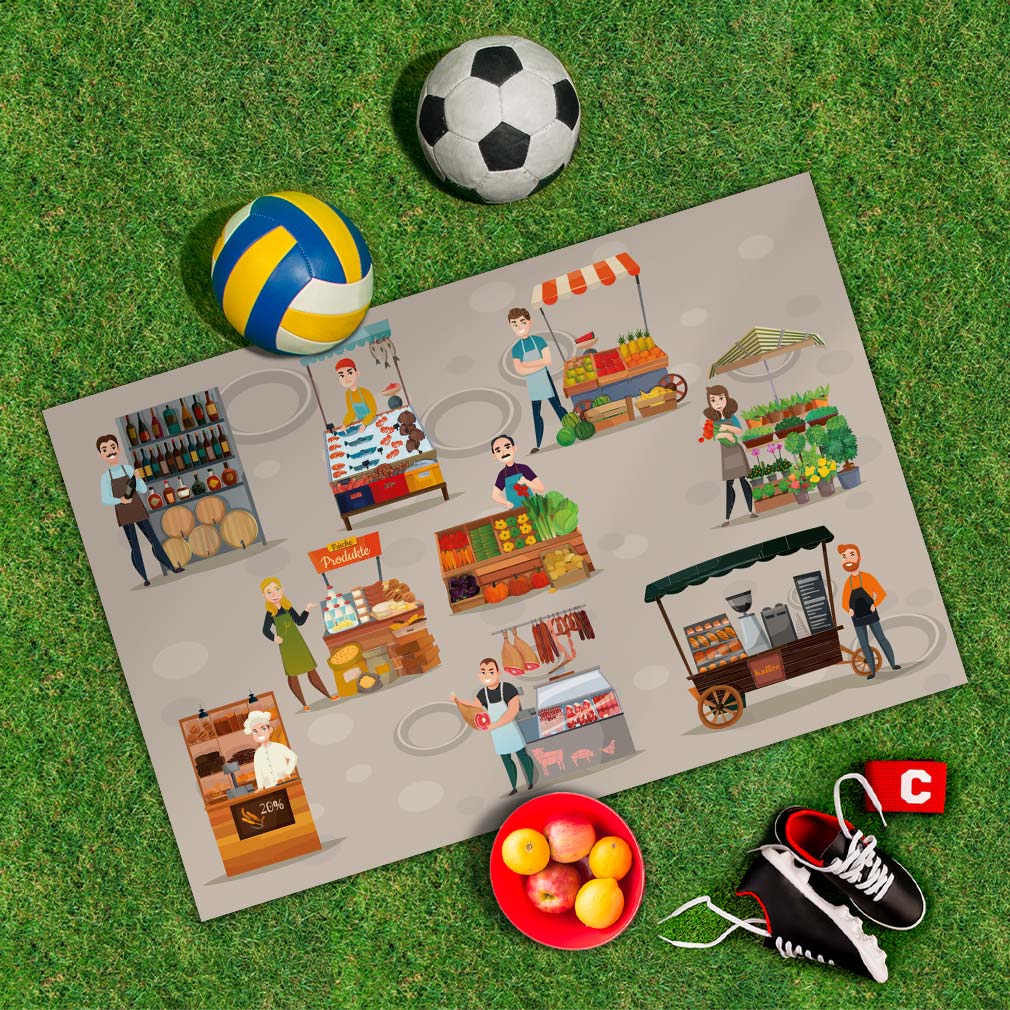 Spielplane Markt – wetterfest und abwischbar für drinnen und draußen – Ansicht 2