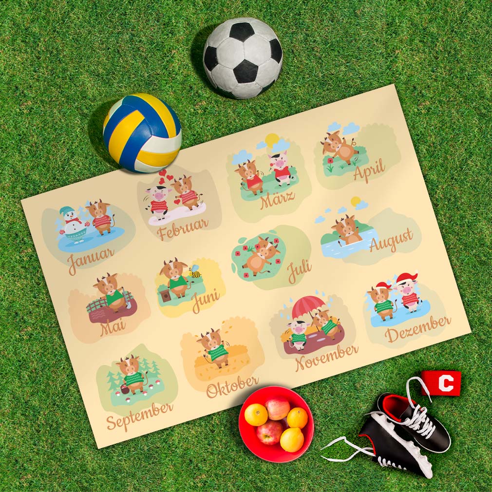 Spielplane Monate – wetterfest und abwischbar für drinnen und draußen – Ansicht 2