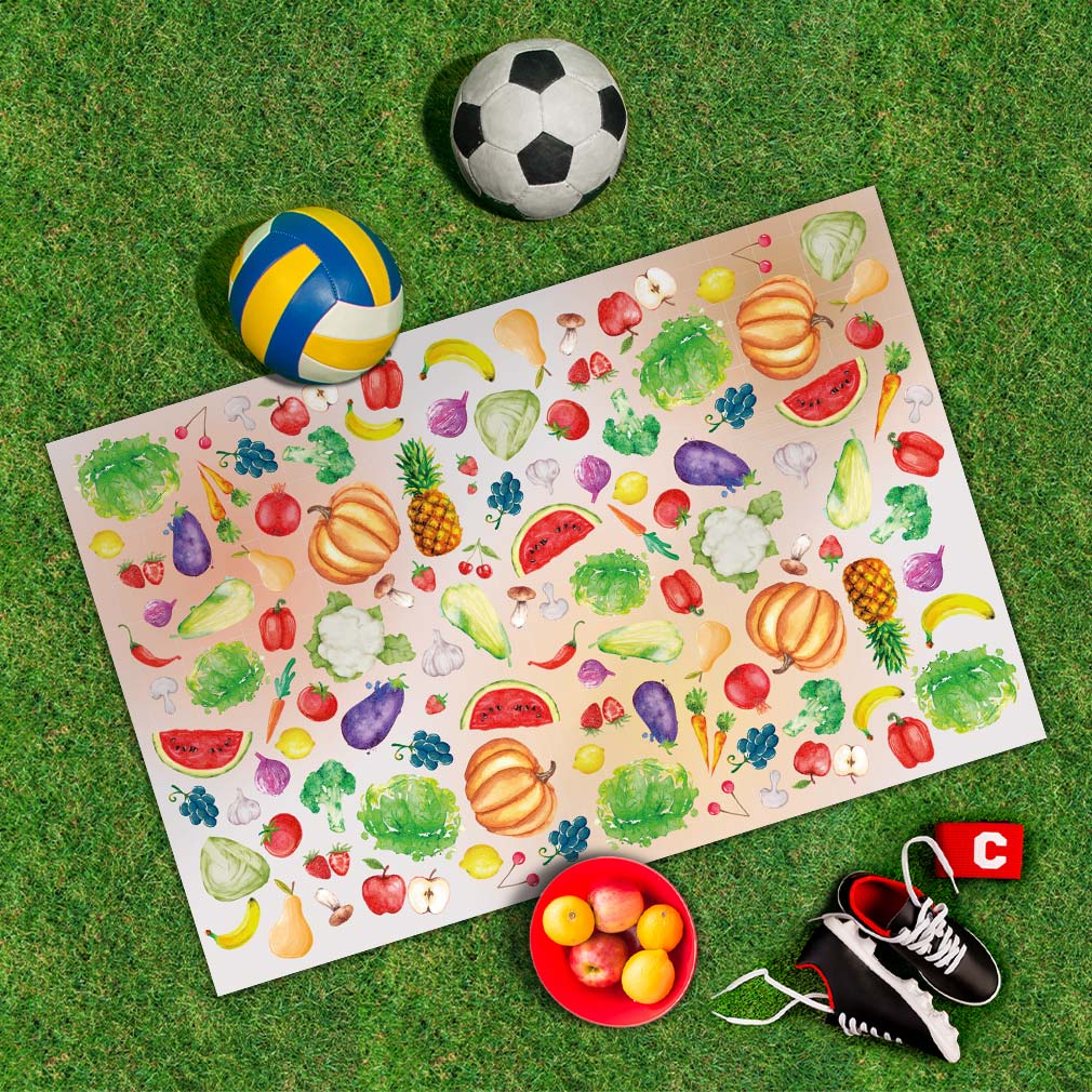 Spielplane Obst-Gemüse – wetterfest und abwischbar für drinnen und draußen – Ansicht 2