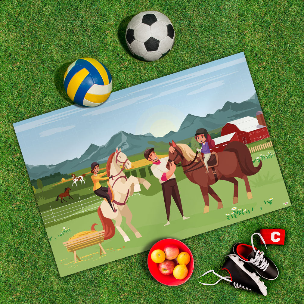 Spielplane Pferdehof – wetterfest und abwischbar für drinnen und draußen – Ansicht 2