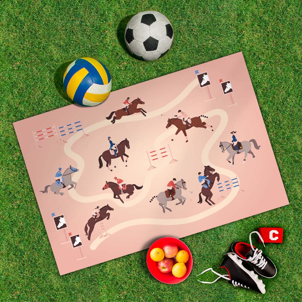 Spielplane Pferderennen – wetterfest und abwischbar für drinnen und draußen – Ansicht 2